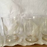 Set of 6 glasses with white leaf decor and gold rim