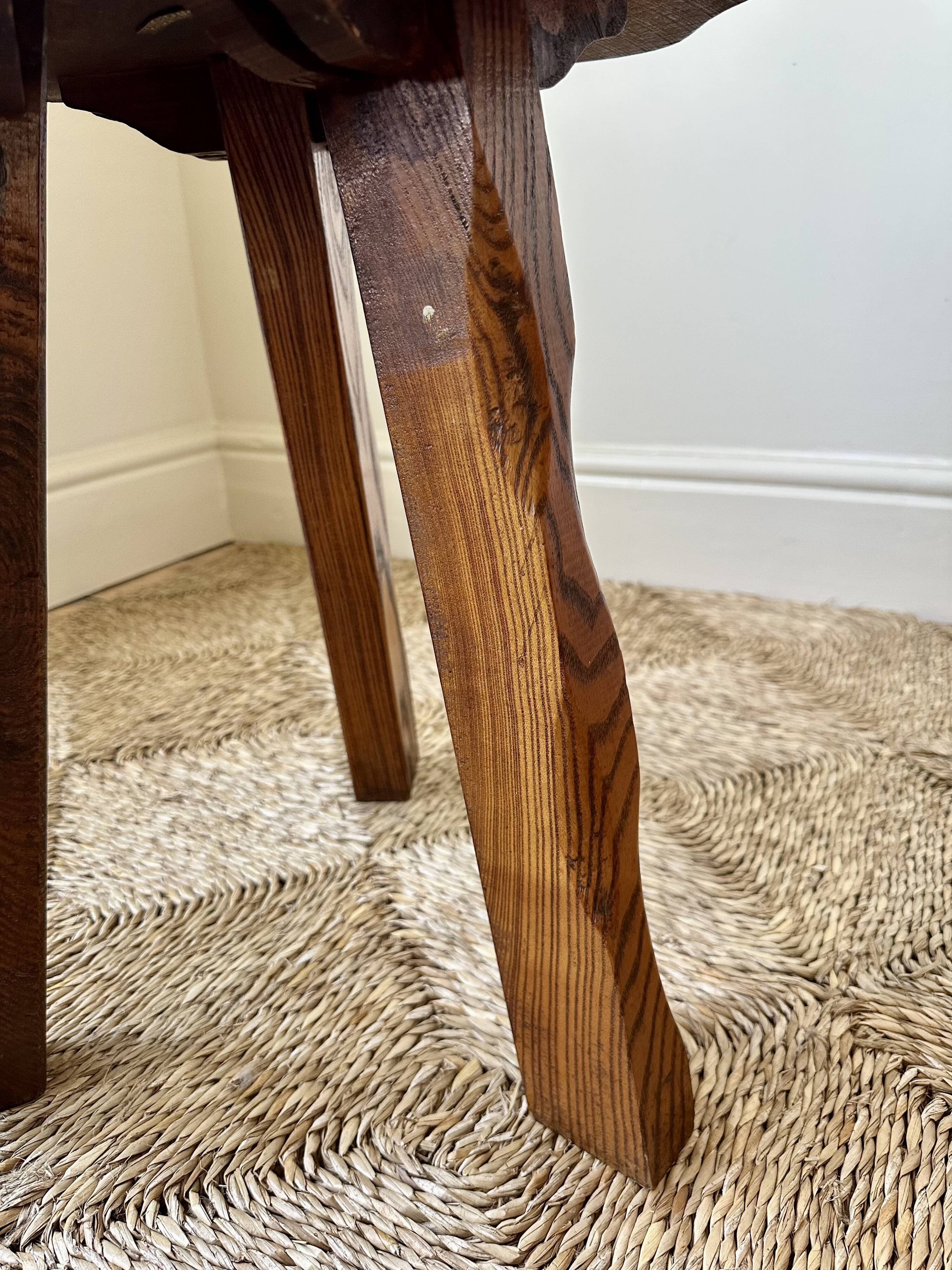 Midcentury brutalist rustic primitive side table by Wanderwood, England.