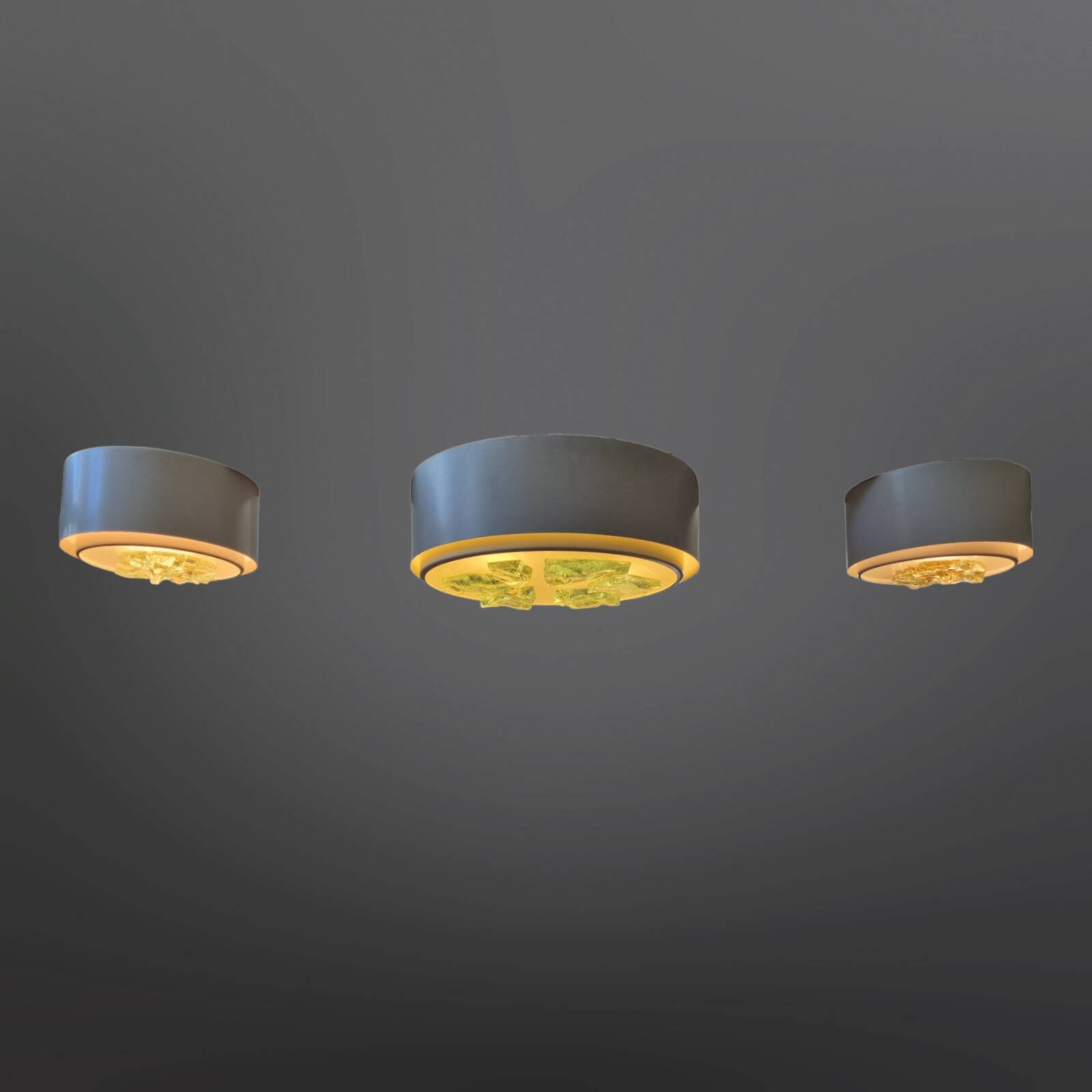 Set of 3 "glasbrokken" ceiling lamps by RAAK, Netherlands, 1960s