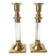 Pair of brass and lucite candlesticks, 1970s