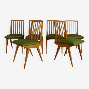 6 chaises design vintage pieds compas 1950
