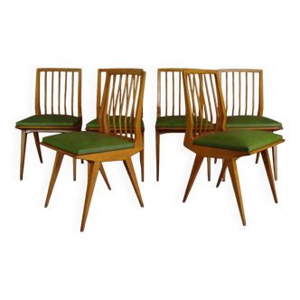 6 vintage designer chairs with compass legs 1950