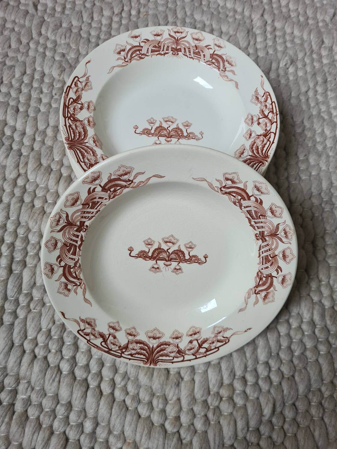 Sarreguemines Iron Earth Soup Plates 1910