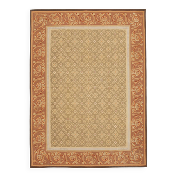 Handmade European Vintage Aubusson Kilim 263 cm x 361 cm