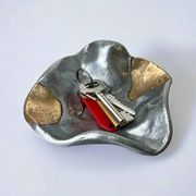 Brutalist tray by Art3, in brass, Spain 1980s