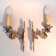 Pair of gilt bronze wall sconces by Maison Lucien Gau, Paris. Circa 1960.