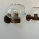 Pair of vintage wall lights, copper and bubbled glass, BEGA Germany 1970