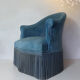 Fauteuil crapaud velours bleu