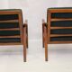 Pair of Scandinavian style armchairs, red velvet fir fabric 60s