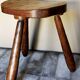 Vintage tripod stool form free feet solid wooden rockets