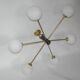 Stilnovo 1960s-style chandelier | Brass, glass and metal | 6x E14 | Vintage