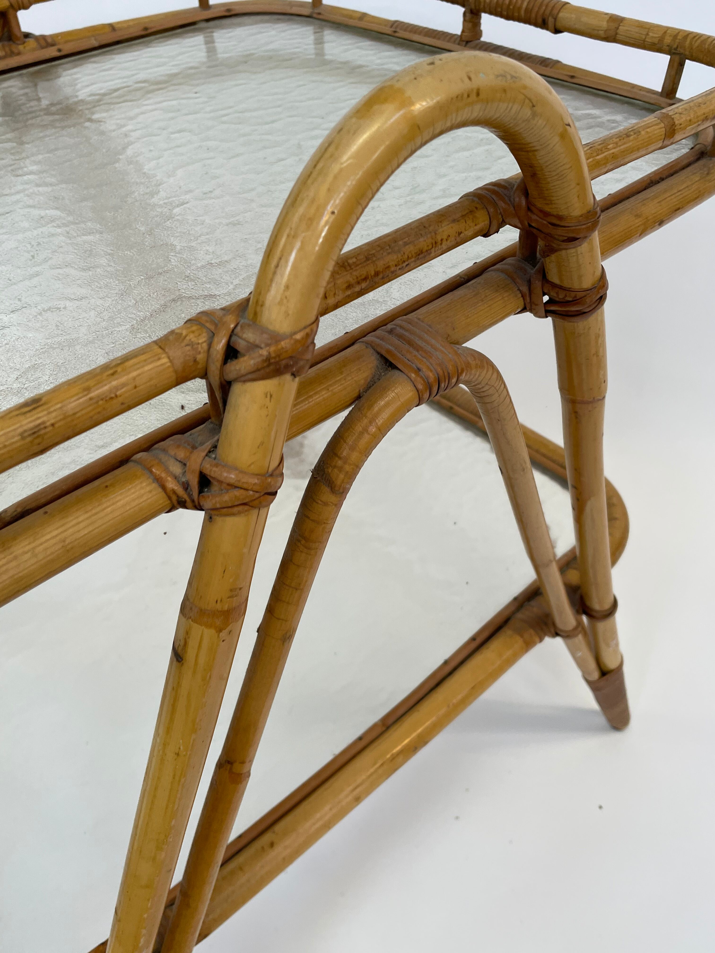 Vintage rattan table side table bamboo rattan 60's