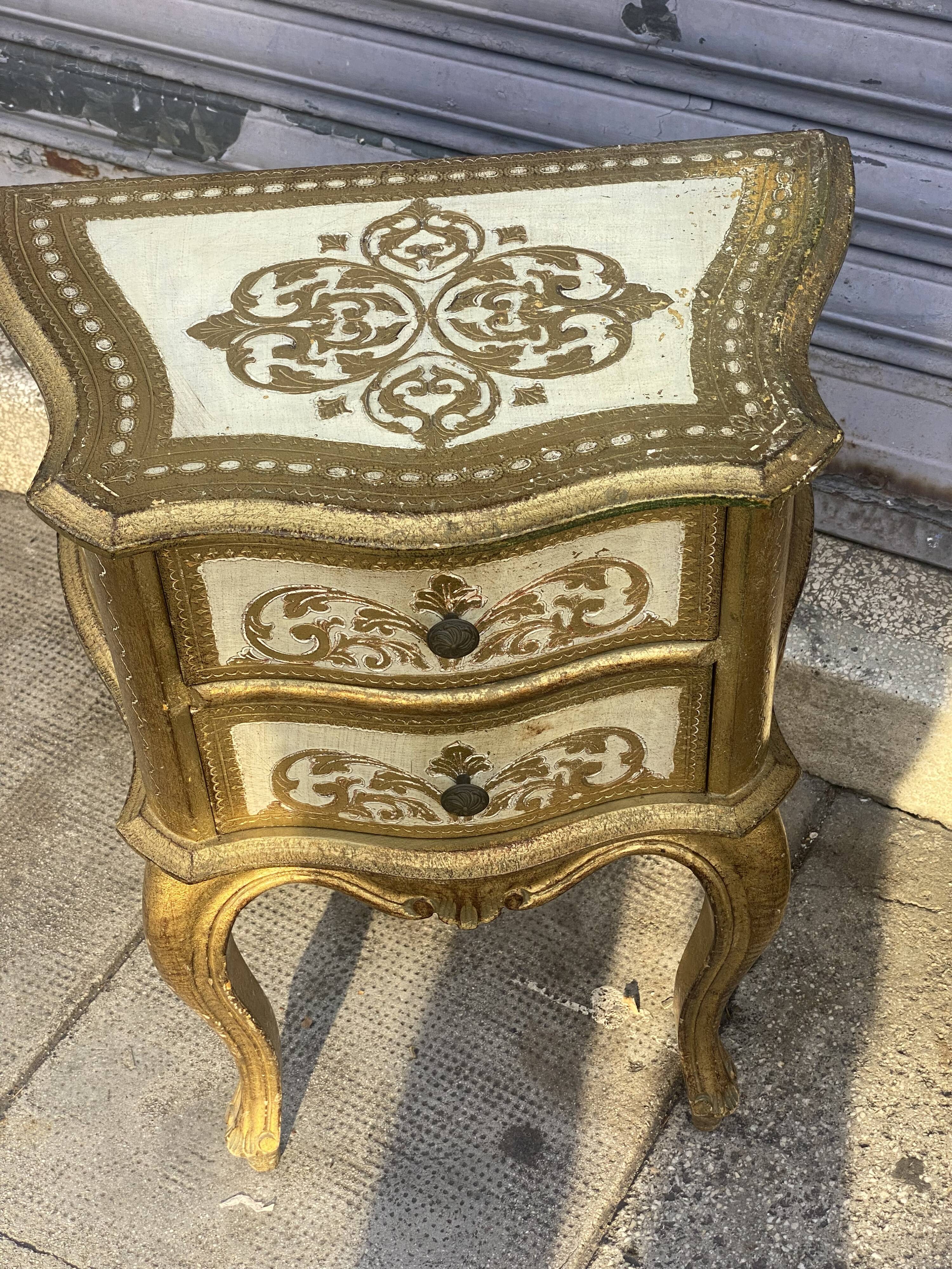 Venetian wooden bedside pair