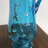 Blue glass pitcher