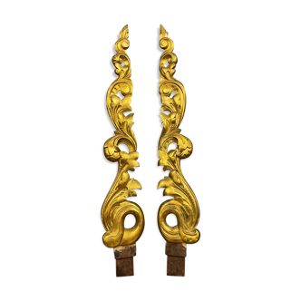 2 Large architectural woodwork elements in gilded wood around 1800-1820