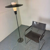 Mid Century France Modernist steel, brass and glass floor lamp, 1950s
