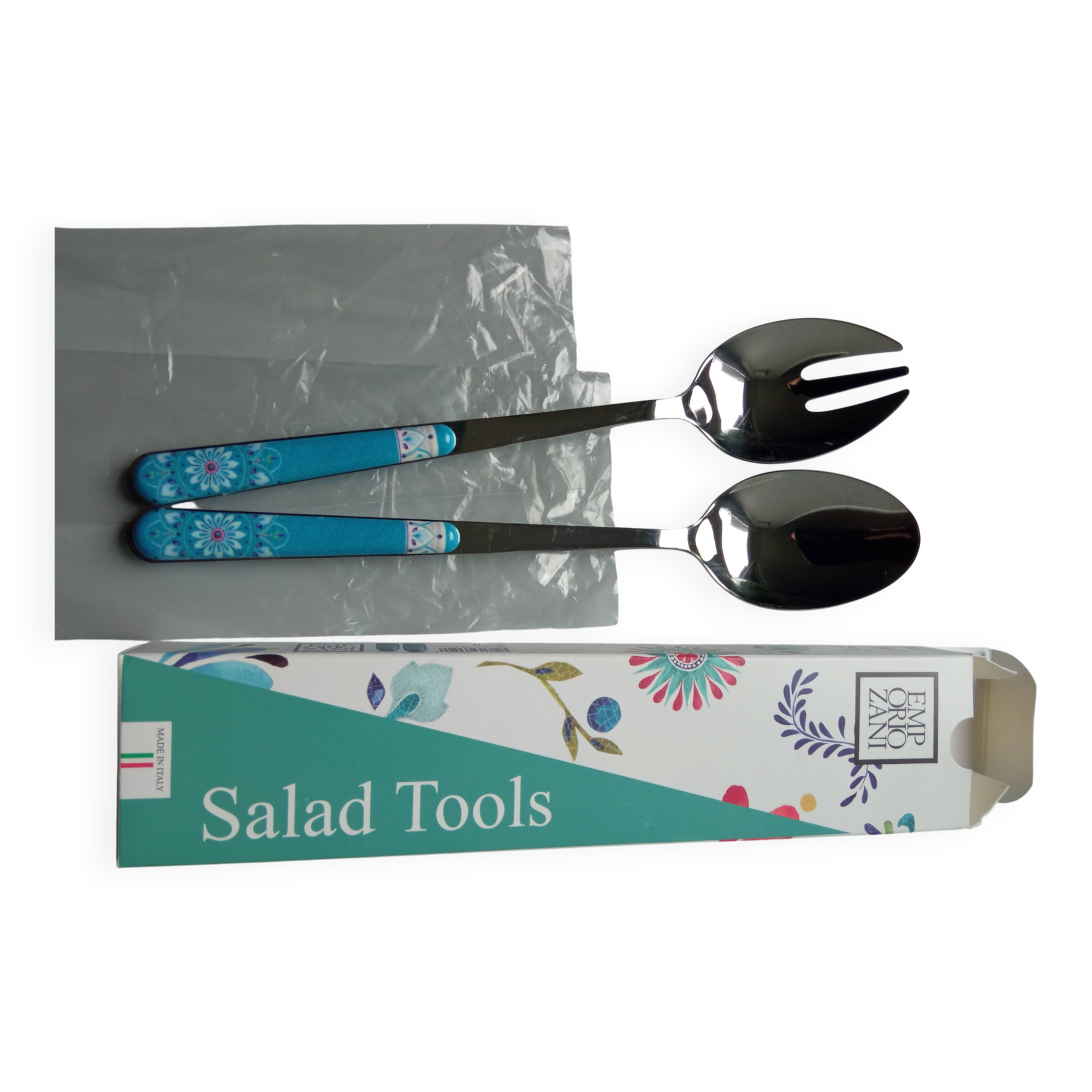 Service of 2 metal salad servers
