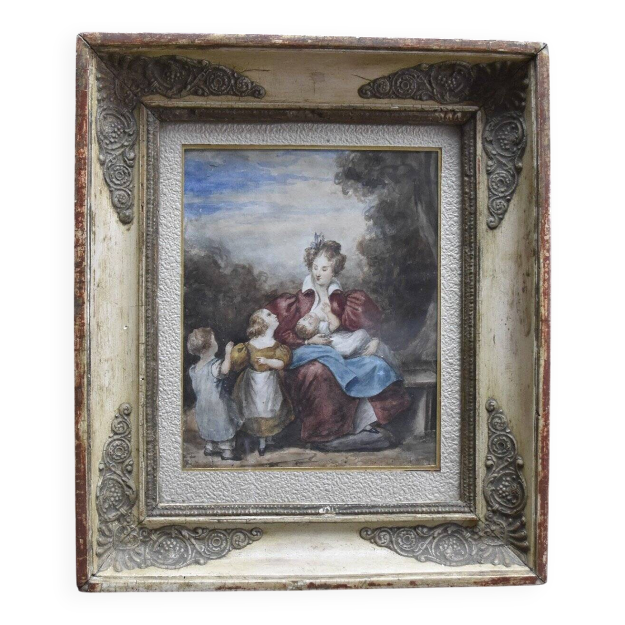 Attributed to Eugène Devéria (1805-1865) The Happy Family, Framed Watercolour
