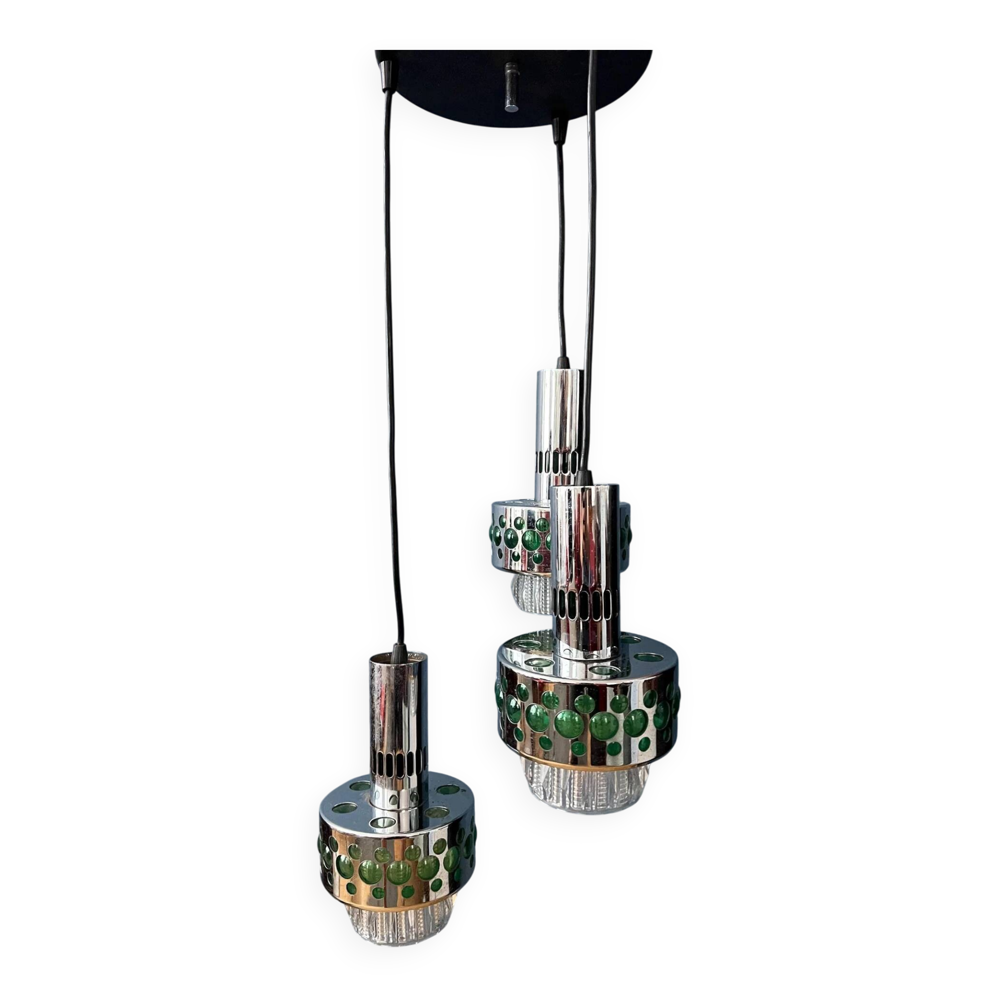 Vintage space age massive green waterfall pendant light