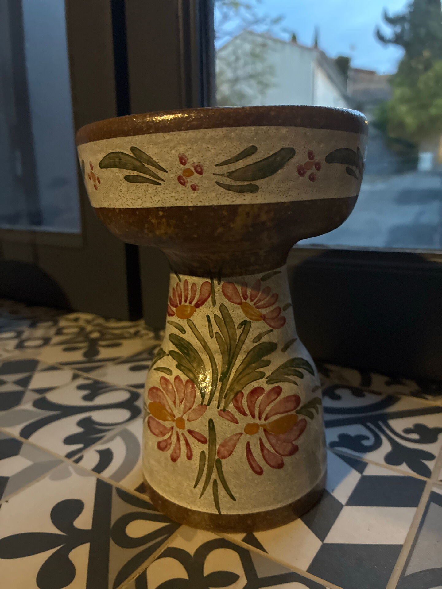 Glazed stoneware candlestick – signed BOZ P.S CHIP