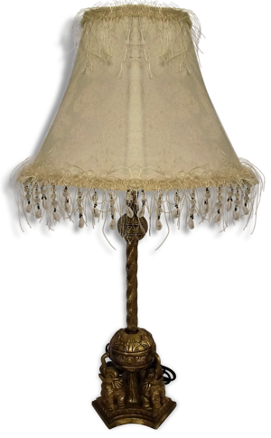Lampe dorée à pied doré aux
