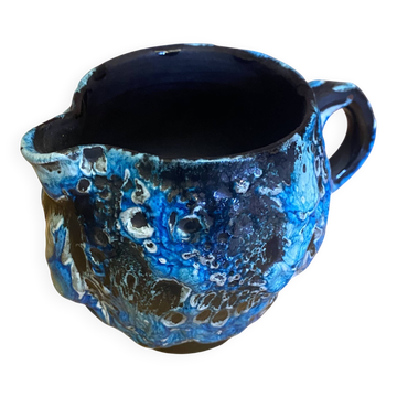 Pichet ancien cyclope charles cart céramique fat lava bleu + noir vint