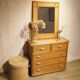 Dresser and its rattan mirror, 1960s