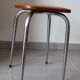 Chromed metal stool and brown skai 70s