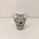 Handcrafted enamelled vase with green and red floral decoration – Italy 15 cm