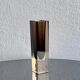 Vintage decorative "Sommerso" Murano vase in clear and brown glass, Flavio Poli