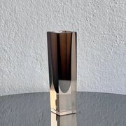 Vintage decorative "Sommerso" Murano vase in clear and brown glass, Flavio Poli