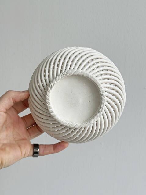 Antique twisted white porcelain basket