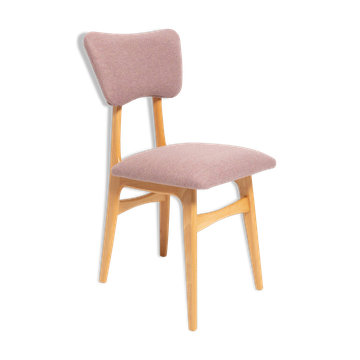 "Butterfly" dining chair, boucle pink wool, light wood