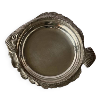Vintage silver metal fish dish