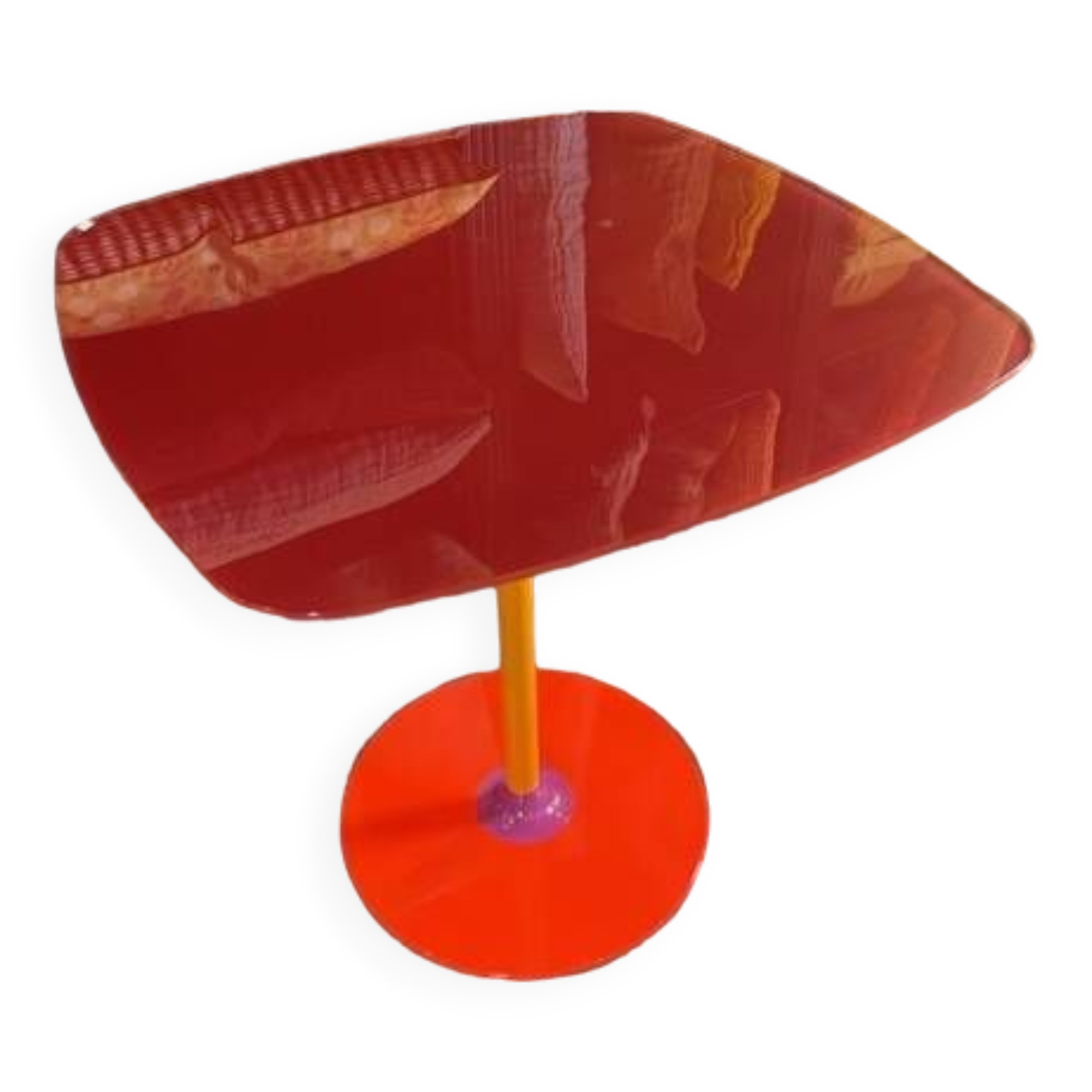 Kartell table, Thierry Bistrot model, burgundy color