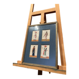 Painting on mica XIX th East India Company representing 2 men and 2 women