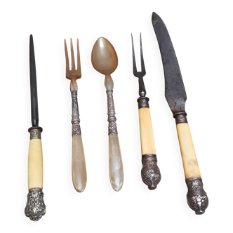 Assortment of antique serving cutlery