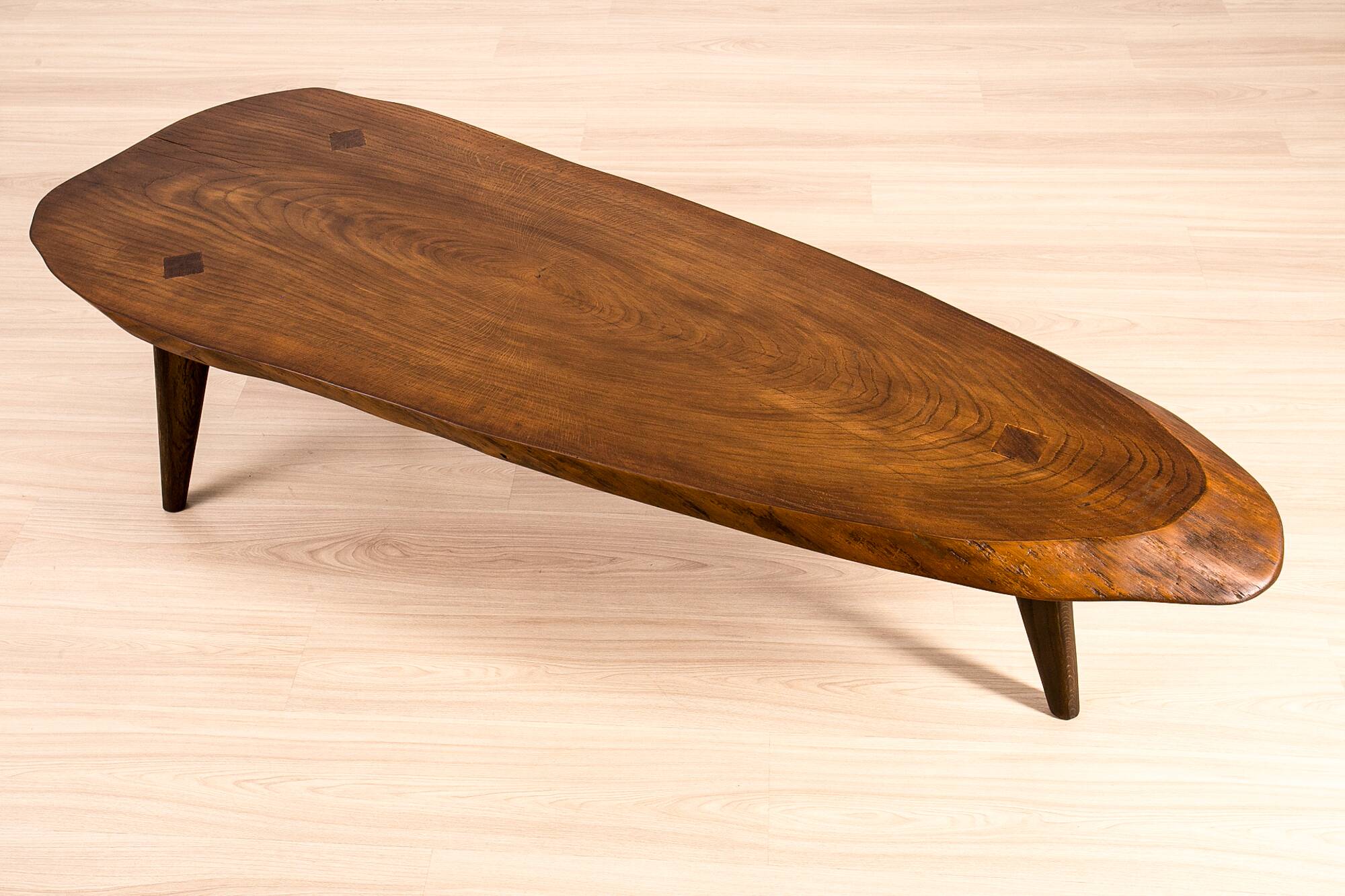 Brutalist Solid Oak Slab Coffee Table, Central Europe, 1960s–1970s
