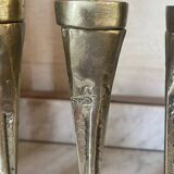 Vintage solid brass brutalist candle holder