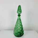 Empoli bubble green carafe 40 cm, Italian glass bottle