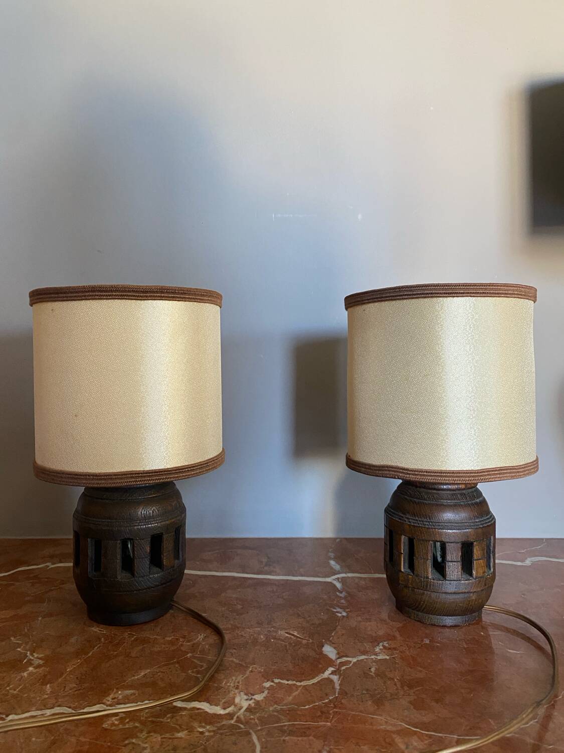 Pair of brutalist bedside lamps