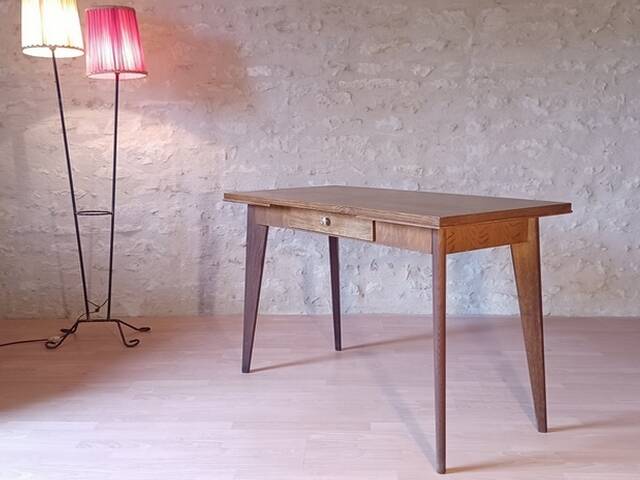 Dining table or desk sam demi-siècle edition 50s solid wood