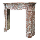 Louis XV Pompadour style fireplace in red Rance marble circa 1880