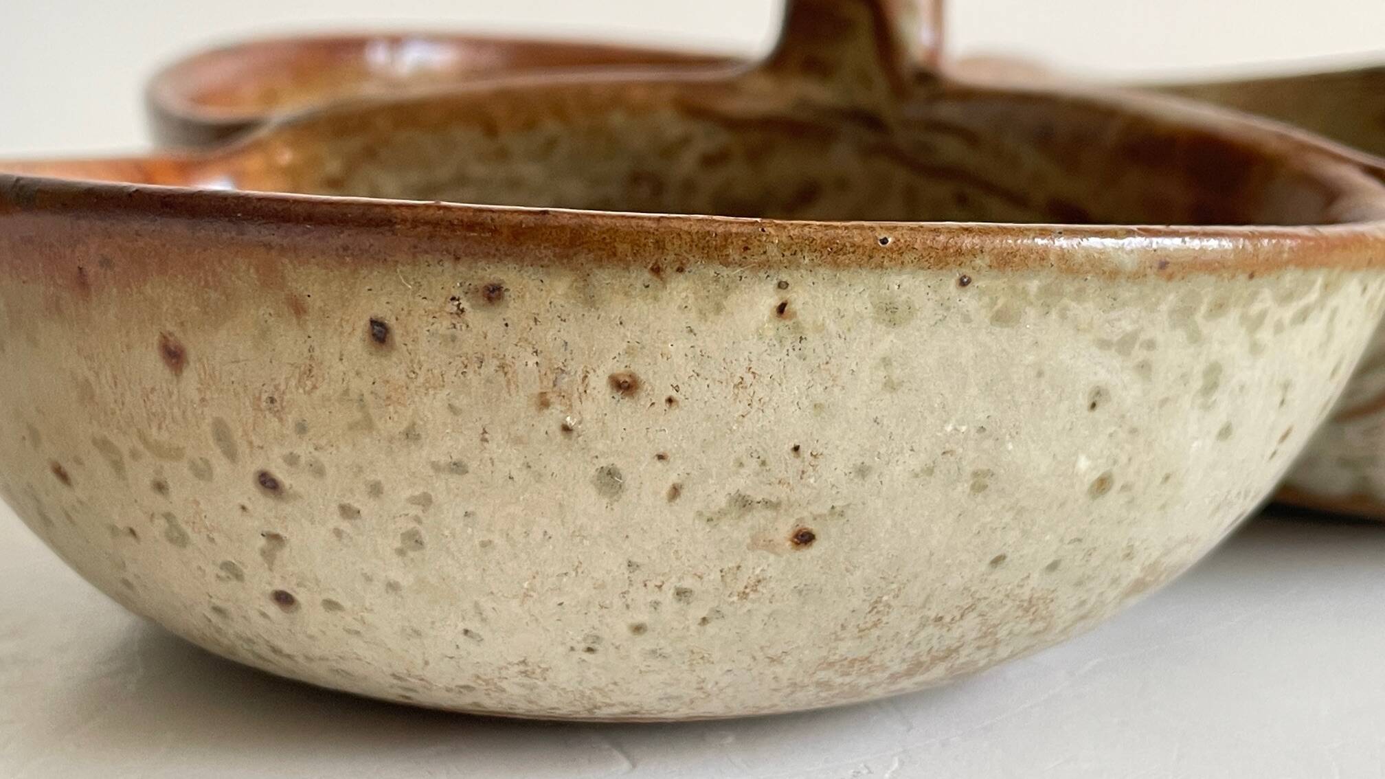 Vintage glazed stoneware appetizer dish