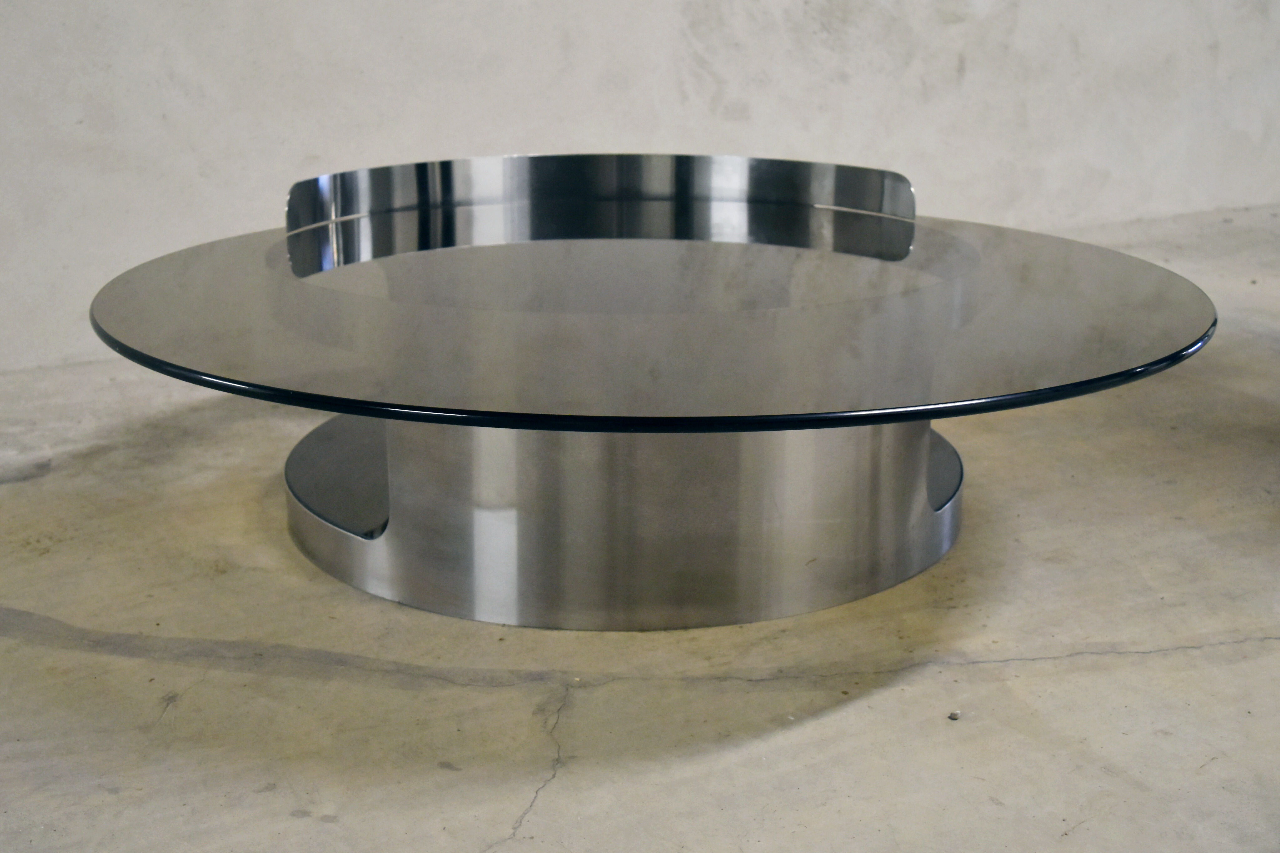 70s brushed steel coffee table