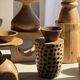 Coffee table, or openwork cubic stool in natural monoxyle mango wood H40.