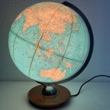 Vintage 1960s JRO Verlag globe, wood and PVC world map - 43 cm