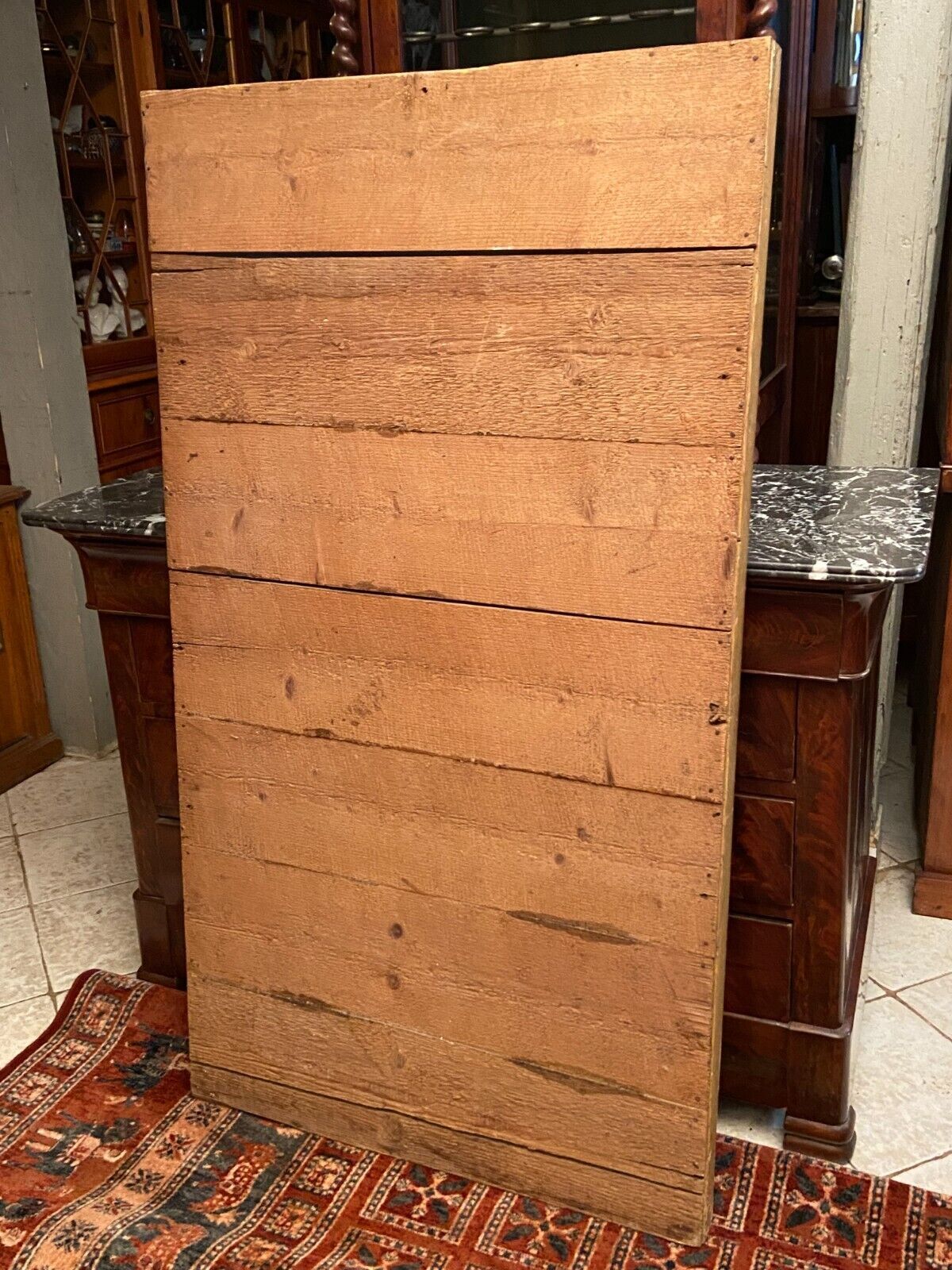 Large mirror fireplace mirror in wood and gilded stucco XIX Restoration