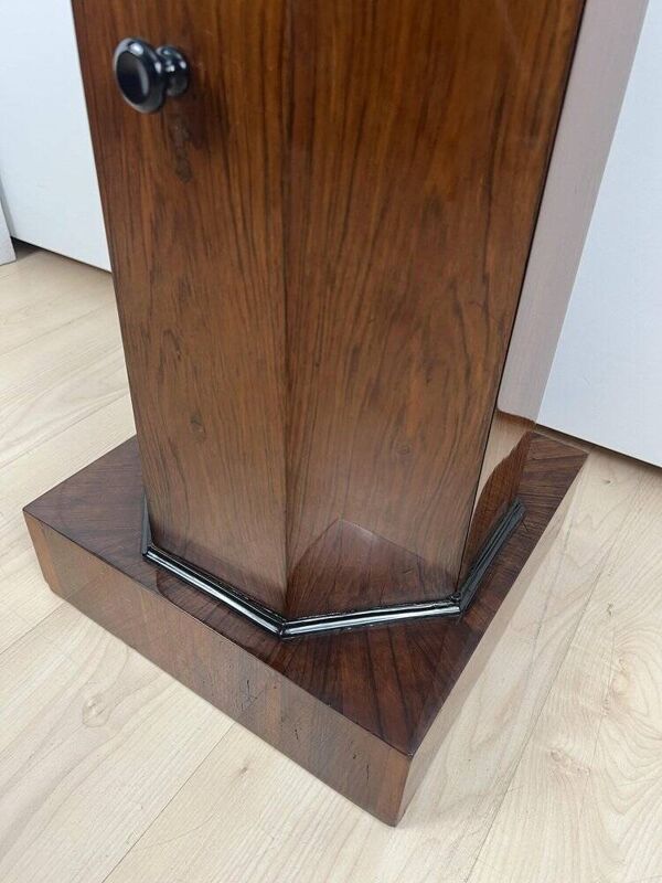 Cabinet de tambour Biedermeier en placage de noyer et marbre, France, années 1830