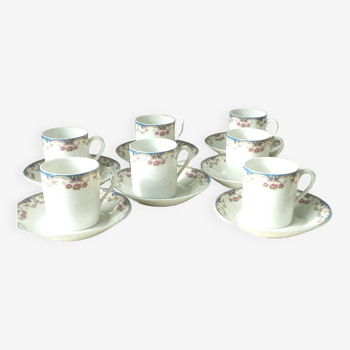 Tasses litron a cafe et sous tasses en porcelaine de limoges